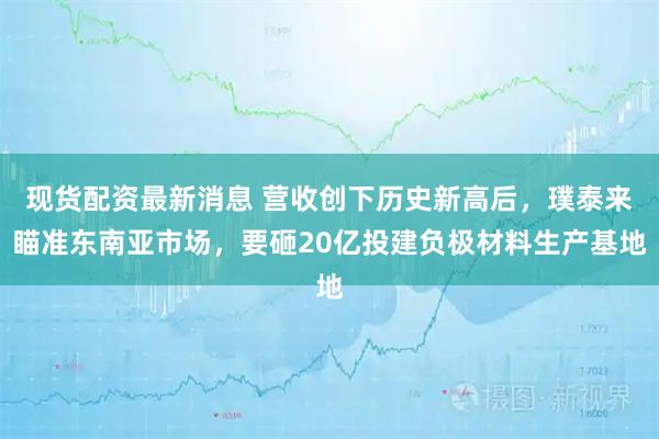 现货配资最新消息 营收创下历史新高后，璞泰来瞄准东南亚市场，要砸20亿投建负极材料生产基地