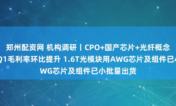 郑州配资网 机构调研丨CPO+国产芯片+光纤概念 这家公司Q1毛利率环比提升 1.6T光模块用AWG芯片及组件已小批量出货